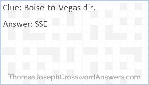 Boise-to-Vegas dir. Answer