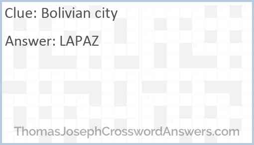 Bolivian city Answer