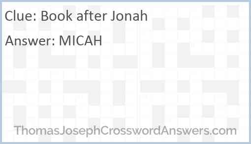 Book after Jonah Answer