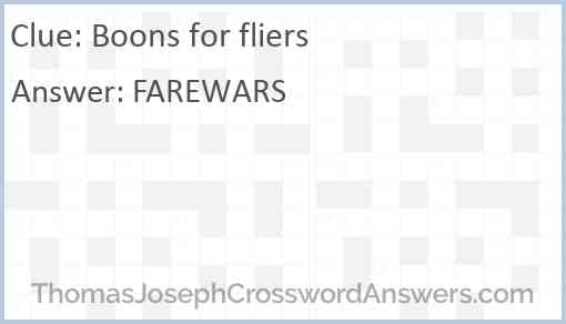 Boons for fliers Answer