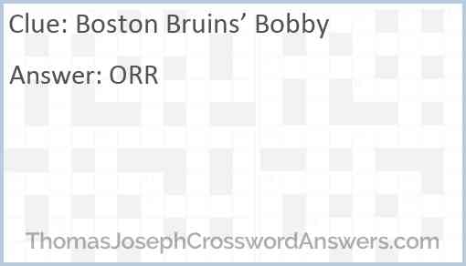 Boston Bruins’ Bobby Answer