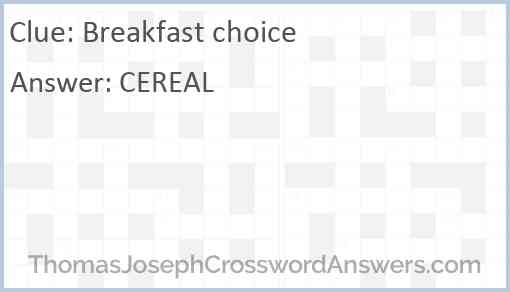 Breakfast choice Answer