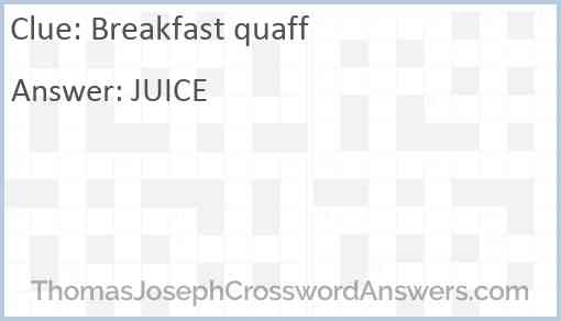 Breakfast quaff Answer