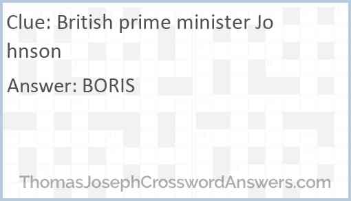 British prime minister Johnson Answer