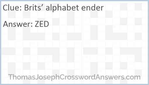 Brits’ alphabet ender Answer