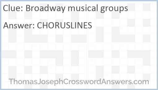 Broadway musical groups Answer