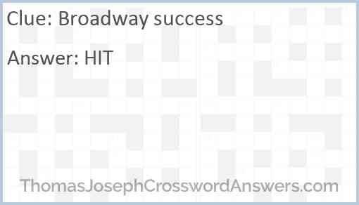 Broadway success Answer