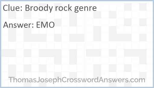 Broody rock genre Answer