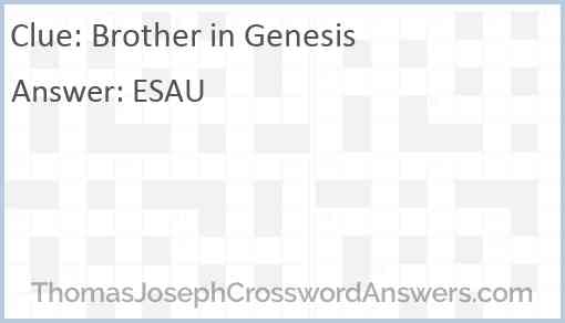 Brother in Genesis Answer