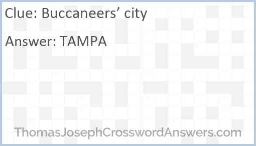 Buccaneers’ city Answer
