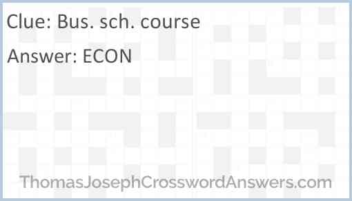 Bus. sch. course Answer