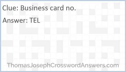 Business card no. Answer