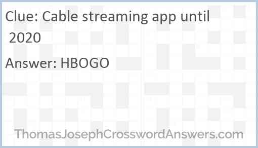 Cable streaming app until 2020 Answer