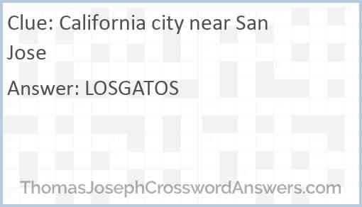 California city near San Jose Answer