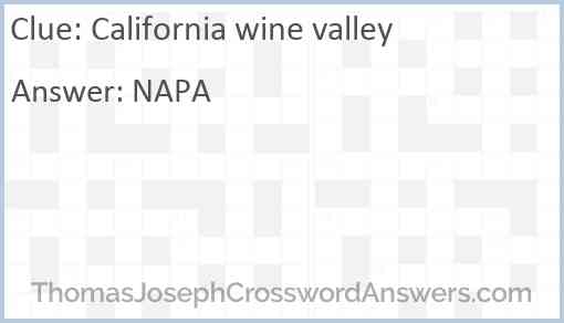 California wine valley Answer