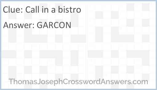 Call in a bistro Answer