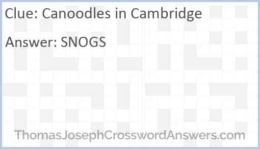 Canoodles in Cambridge Answer