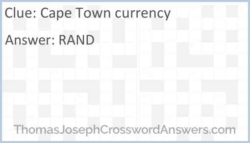 Cape Town currency Answer