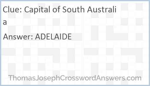 Capital of South Australia Answer