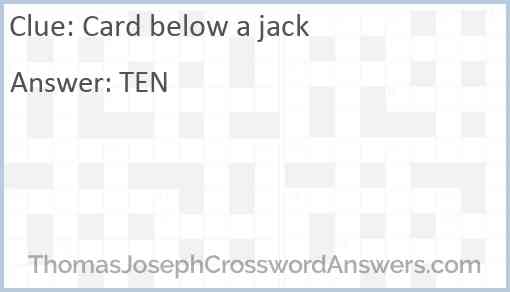 Card below a jack Answer