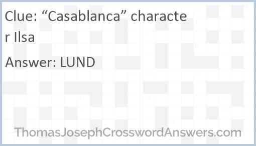 “Casablanca” character Ilsa Answer