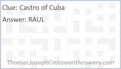 Castro of Cuba Answer