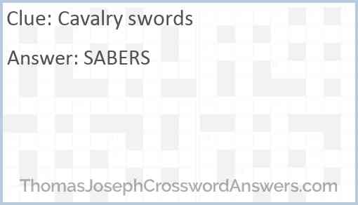Cavalry swords Answer