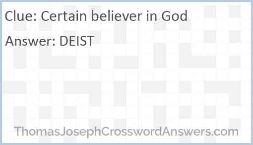 Certain believer in God Answer