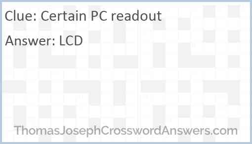 Certain PC readout Answer