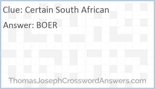 Certain South African Answer