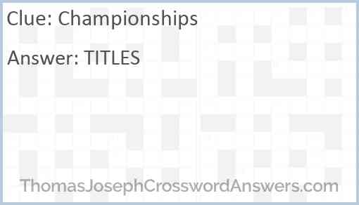 Championships Answer