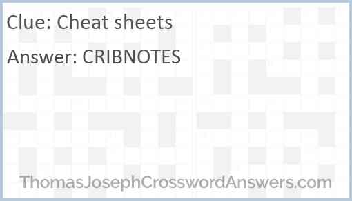 Cheat sheets Answer