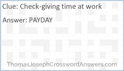 Check-giving time at work Answer