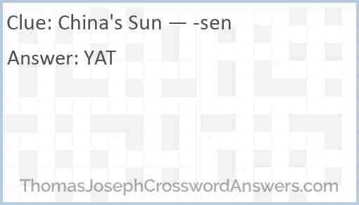 China's Sun — -sen Answer