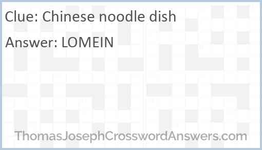 Chinese noodle dish Answer