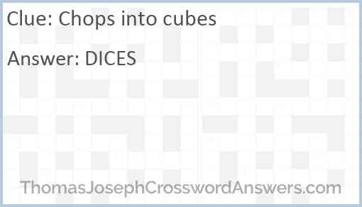 Chops into cubes Answer