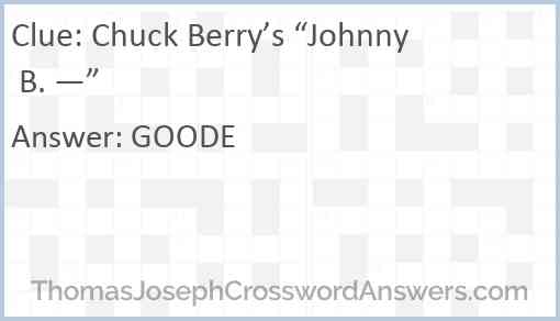 Chuck Berry’s “Johnny B. —” Answer