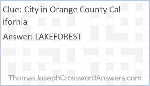 City in Orange County California Answer