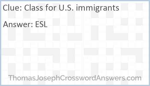 Class for U.S. immigrants Answer