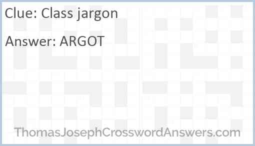 Class jargon Answer