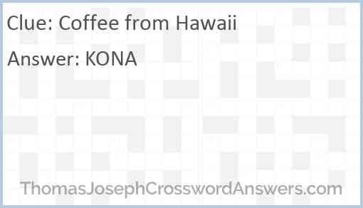 Coffee from Hawaii Answer