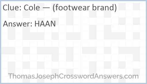 Cole — (footwear brand) Answer