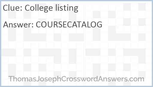 College listing Answer