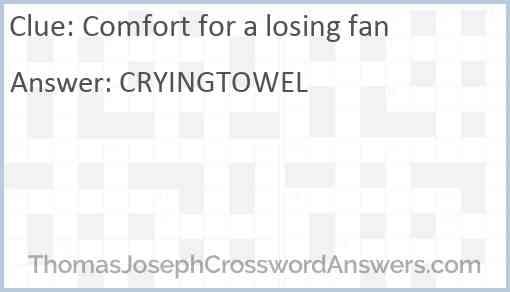 Comfort for a losing fan Answer
