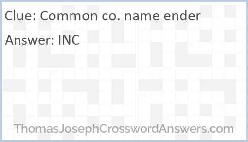 Common co. name ender Answer