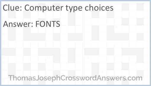 Computer type choices Answer