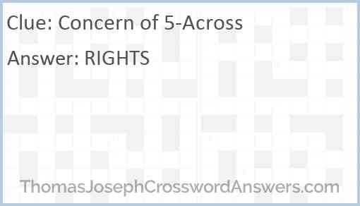 Concern of 5-Across Answer