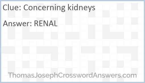 Concerning kidneys Answer