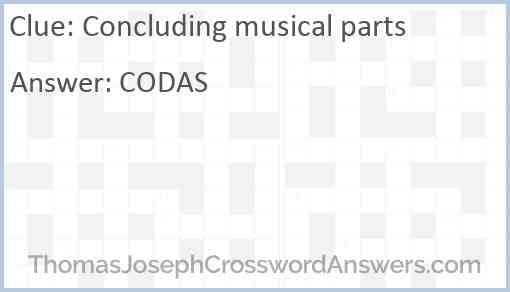 Concluding musical parts Answer