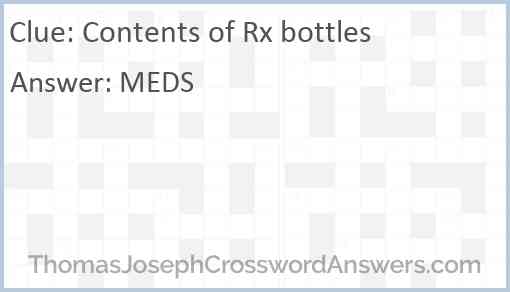 Contents of Rx bottles Answer